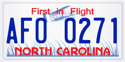 NC license plate AFO0271