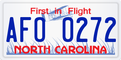 NC license plate AFO0272