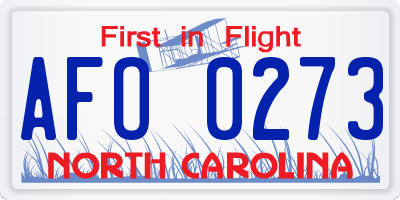 NC license plate AFO0273