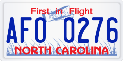 NC license plate AFO0276