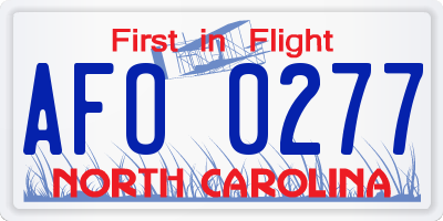 NC license plate AFO0277