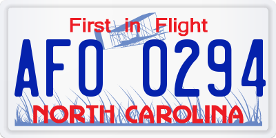 NC license plate AFO0294
