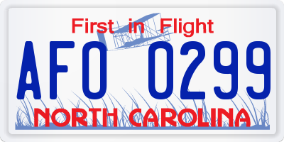 NC license plate AFO0299