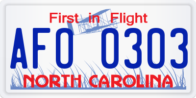 NC license plate AFO0303