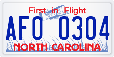 NC license plate AFO0304