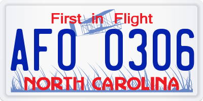 NC license plate AFO0306
