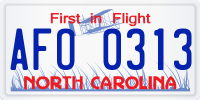 NC license plate AFO0313