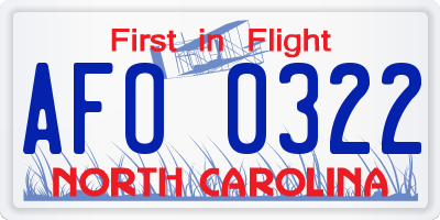 NC license plate AFO0322