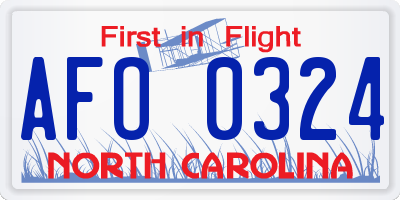 NC license plate AFO0324