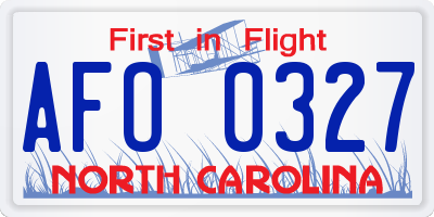 NC license plate AFO0327