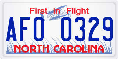 NC license plate AFO0329