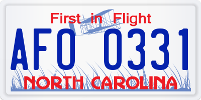 NC license plate AFO0331