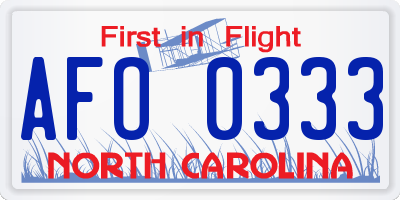 NC license plate AFO0333
