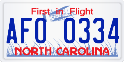 NC license plate AFO0334