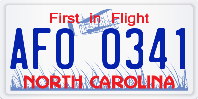 NC license plate AFO0341