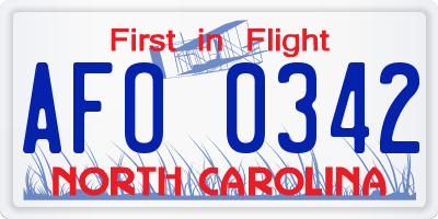 NC license plate AFO0342
