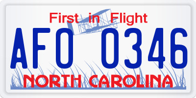 NC license plate AFO0346