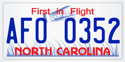 NC license plate AFO0352