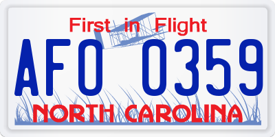 NC license plate AFO0359
