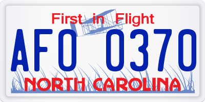 NC license plate AFO0370