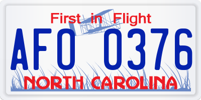 NC license plate AFO0376