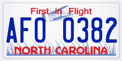 NC license plate AFO0382
