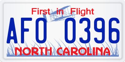 NC license plate AFO0396