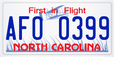 NC license plate AFO0399