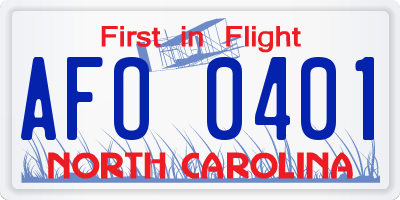 NC license plate AFO0401