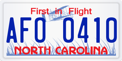 NC license plate AFO0410