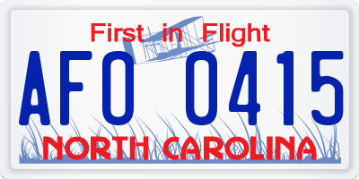 NC license plate AFO0415