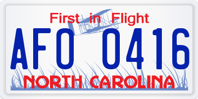 NC license plate AFO0416