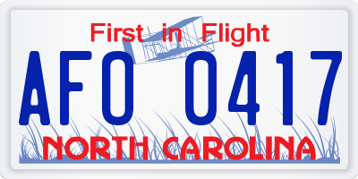 NC license plate AFO0417