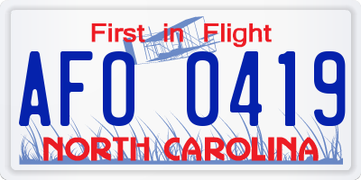 NC license plate AFO0419