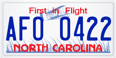NC license plate AFO0422