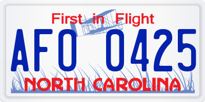 NC license plate AFO0425