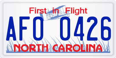 NC license plate AFO0426