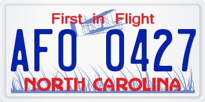 NC license plate AFO0427