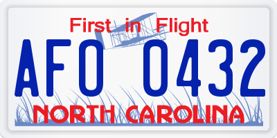 NC license plate AFO0432