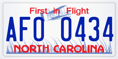 NC license plate AFO0434