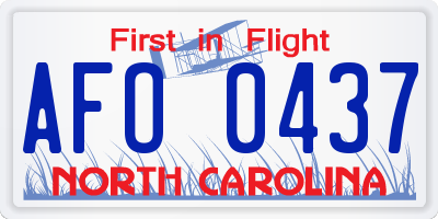 NC license plate AFO0437