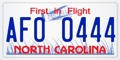 NC license plate AFO0444