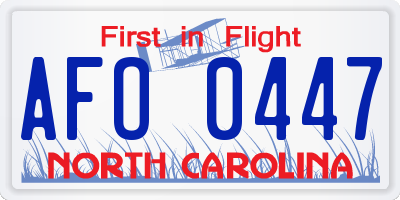 NC license plate AFO0447