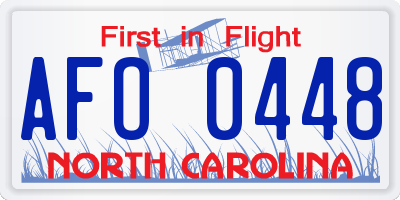 NC license plate AFO0448