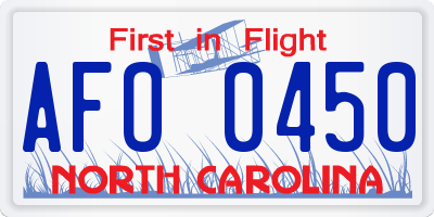 NC license plate AFO0450