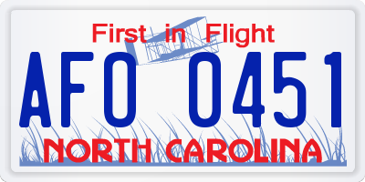 NC license plate AFO0451