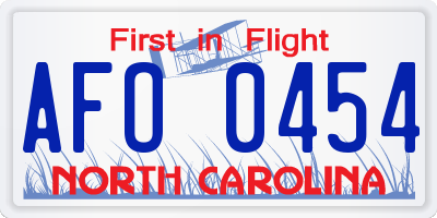 NC license plate AFO0454