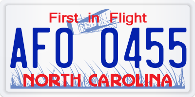 NC license plate AFO0455