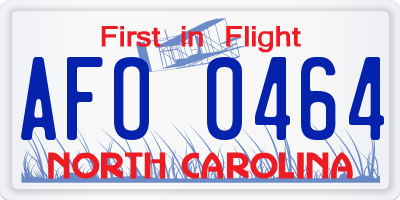 NC license plate AFO0464