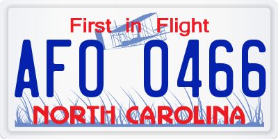 NC license plate AFO0466